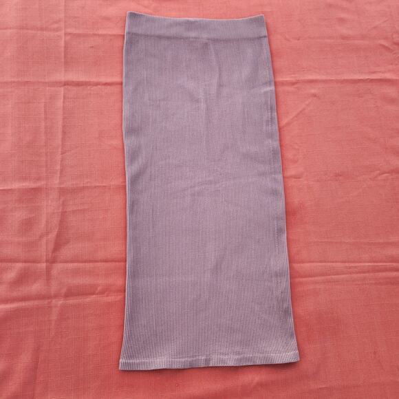 Zara Women's M-L Dusty Pink Knit High Waist Pencil Skirt Midi Stretch Tight - Picture 1 of 6